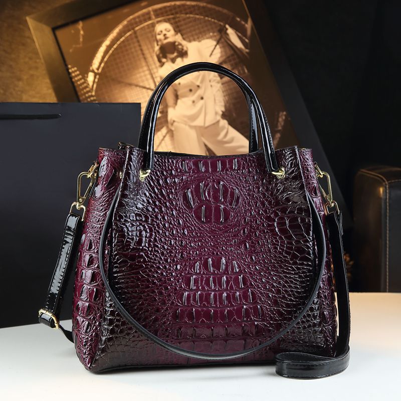 Stylish Textured And Colorful Crocodile-Print Womens Shoulder Bag