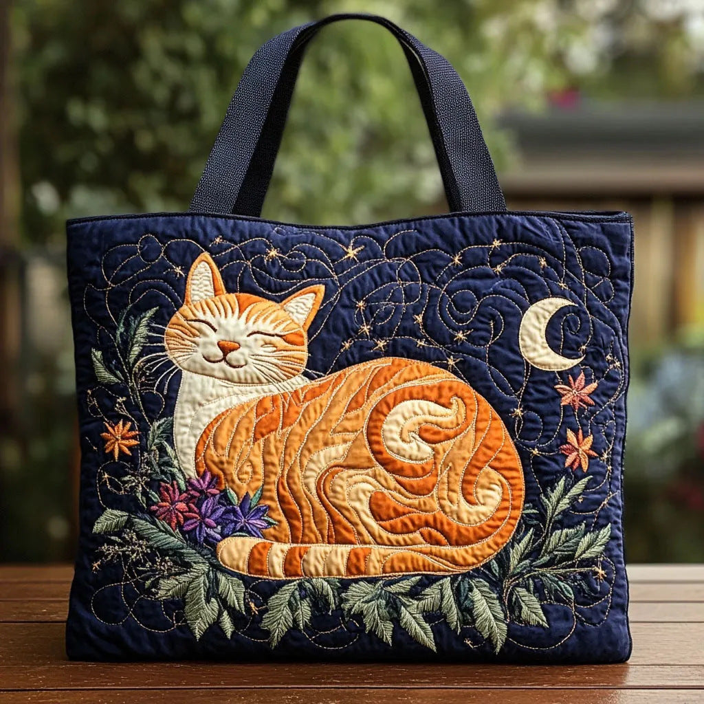 Creative, High-Capacity Tote Bag With Digital Print And Quilted Embroidery