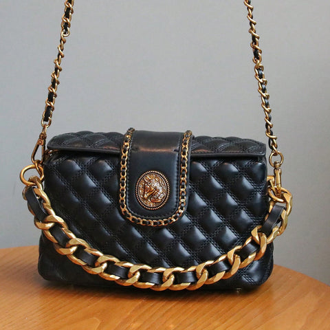 Stylish Solid-color High-end Diamond-quilted Crossbody Bag