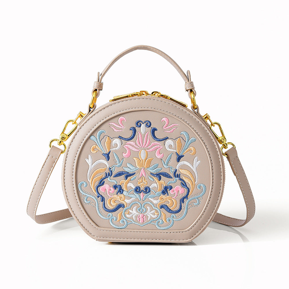 Literary Shoulder Bag National Style Small Crossbody Round Bag