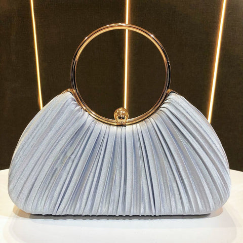 Satin Cheongsam Pleated Evening Clutch