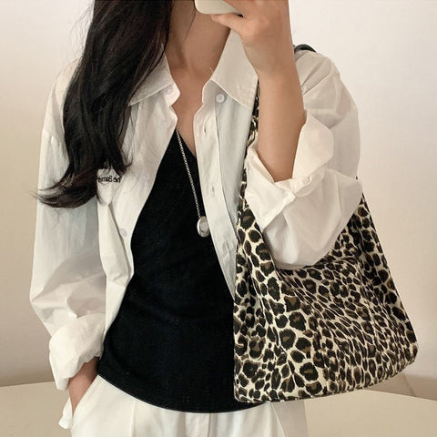 High-End Leopard-Print Design Tote Bag Large-Capacity Casual Shoulder Bag