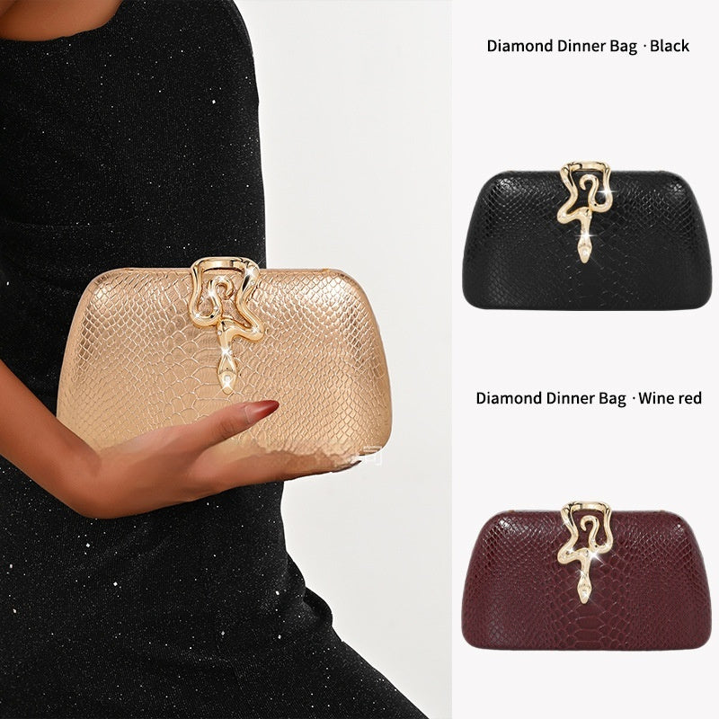 Womens Stylish Snake-Print Evening Tote With A Sophisticated European-American Flair