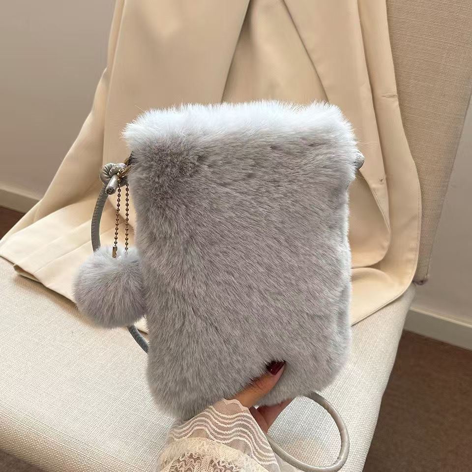Solid Color Plush All-match Crossbody Coin Purse