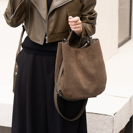 Matte Cowhide Niche Shoulder Crossbody Bag