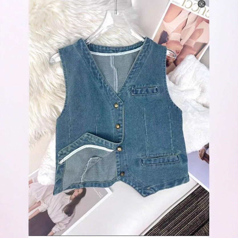New Washed Denim Mini Vesttrendy And Stylish