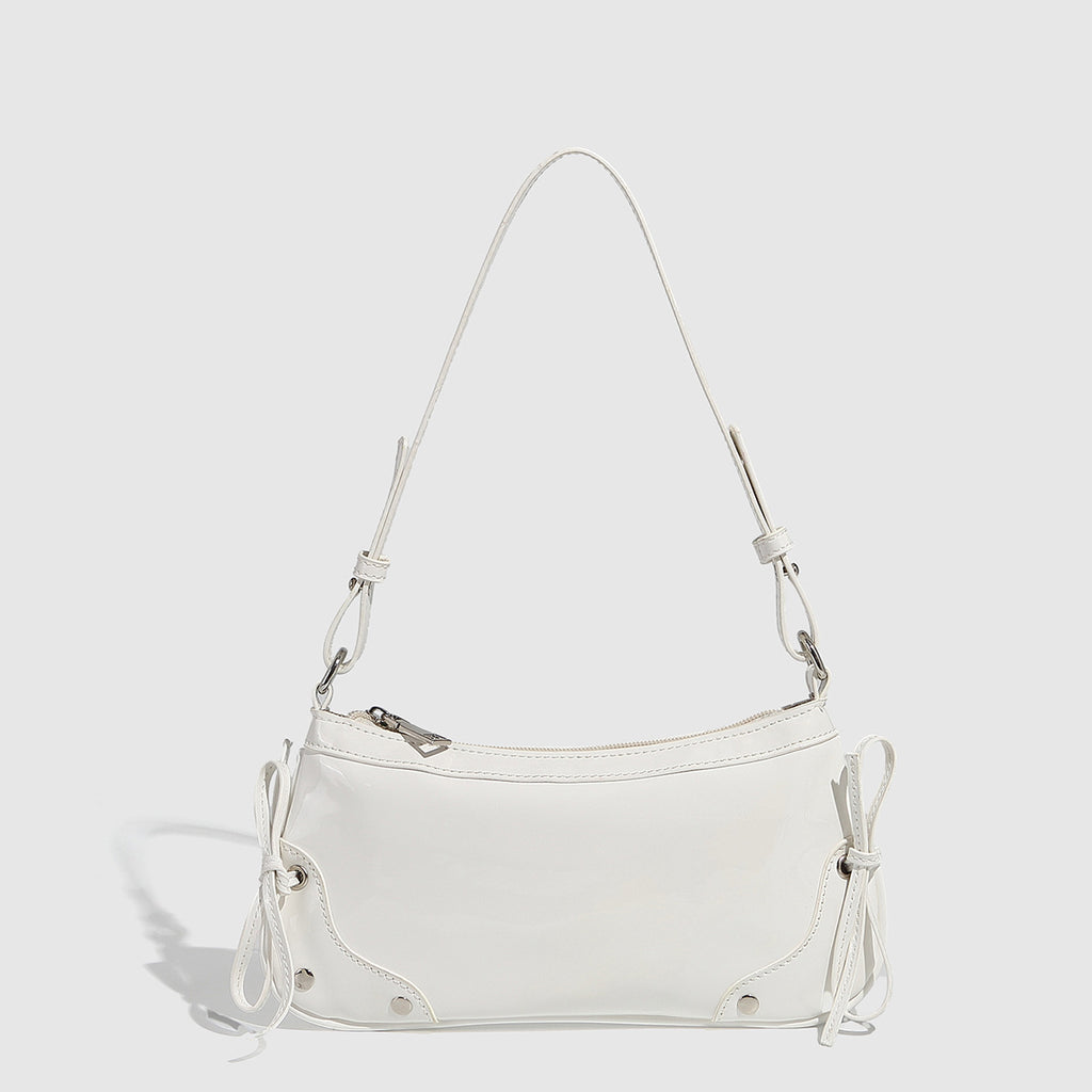 Solid Color Underarm Bag Shoulder Bag Double Bow Small Square Bag