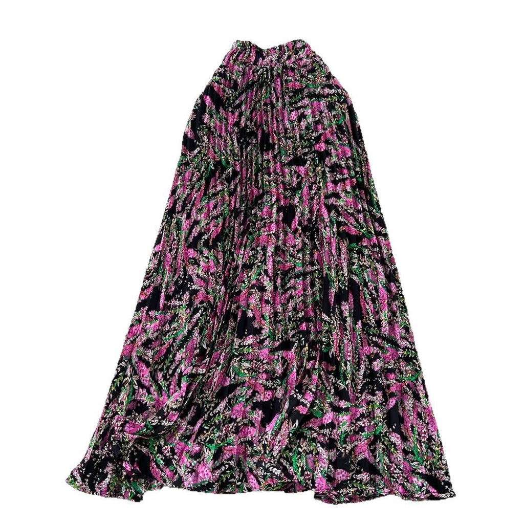 New Flowing A-line Skirt With Draped Pleats And A Delicate Floral Print