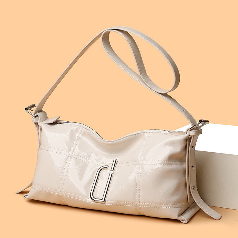 New Pillow Bag Oil Wax Leather Crack Soft Tote Crossbody