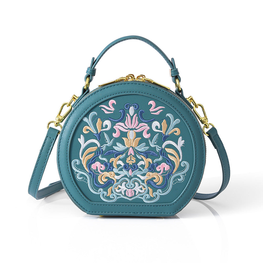 Literary Shoulder Bag National Style Small Crossbody Round Bag
