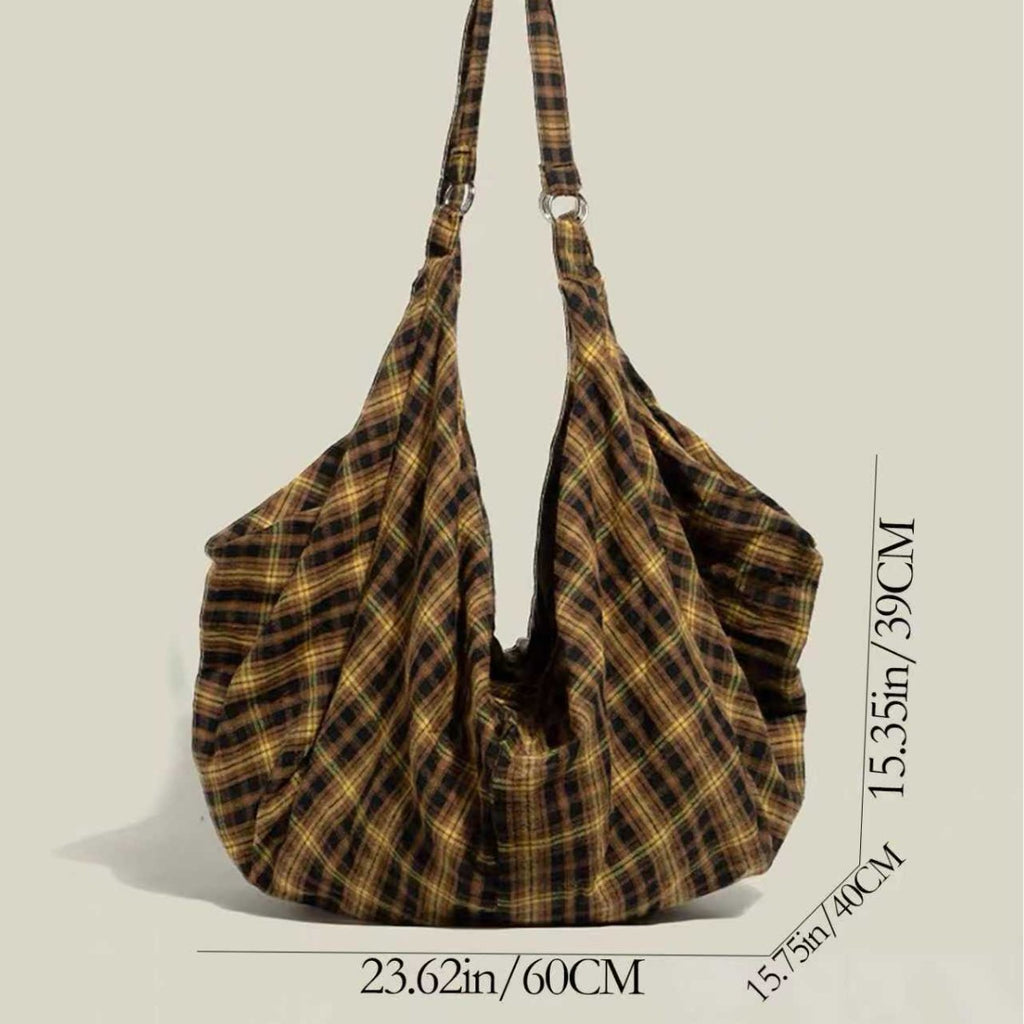 Womens Plaid Multi-Wear Large-Capacity ShoulderCrossbody Bag