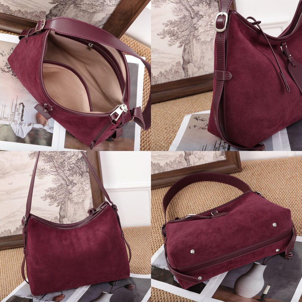 Womens Large-Capacity Simple Leather Commuter Shoulder Bag