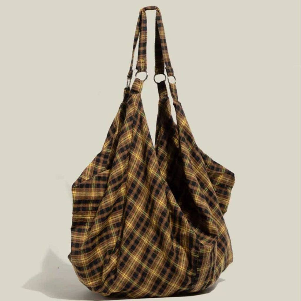 Womens Plaid Multi-Wear Large-Capacity ShoulderCrossbody Bag