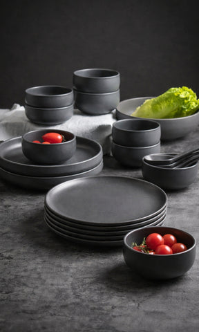 Nordic Ceramic Rice Bowl Steak Plate Deep  Household Tableware Dish Set