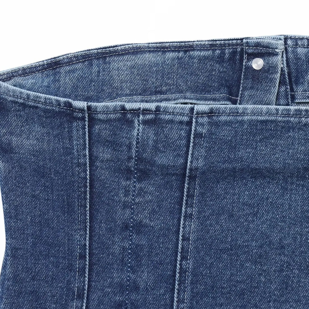 JNLEAOG Faionable Denim Tube Top Women's Clothing Autumn New Sle ort Length Polyester Fiber Zipper Sle Outerwear