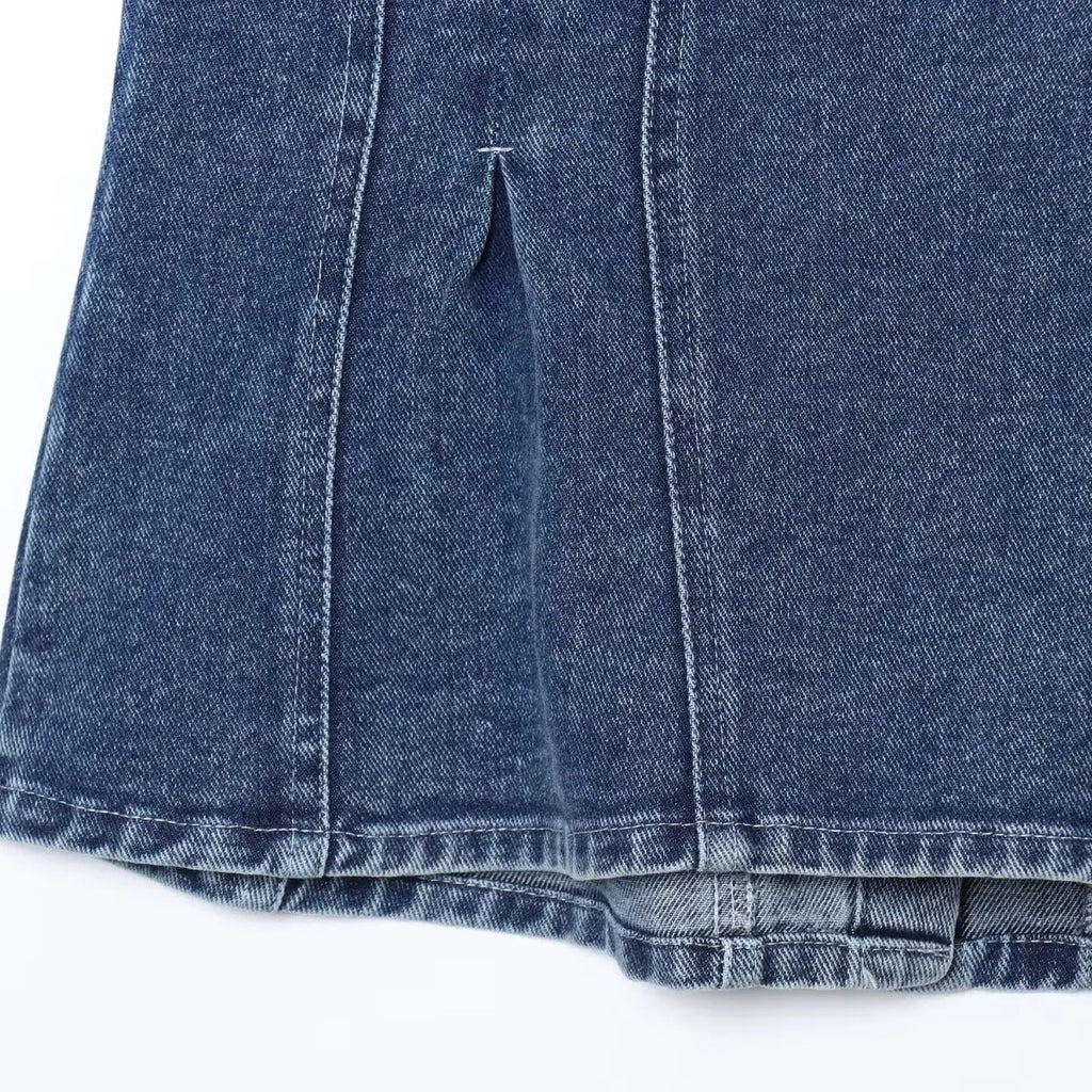 JNLEAOG Faionable Denim Tube Top Women's Clothing Autumn New Sle ort Length Polyester Fiber Zipper Sle Outerwear