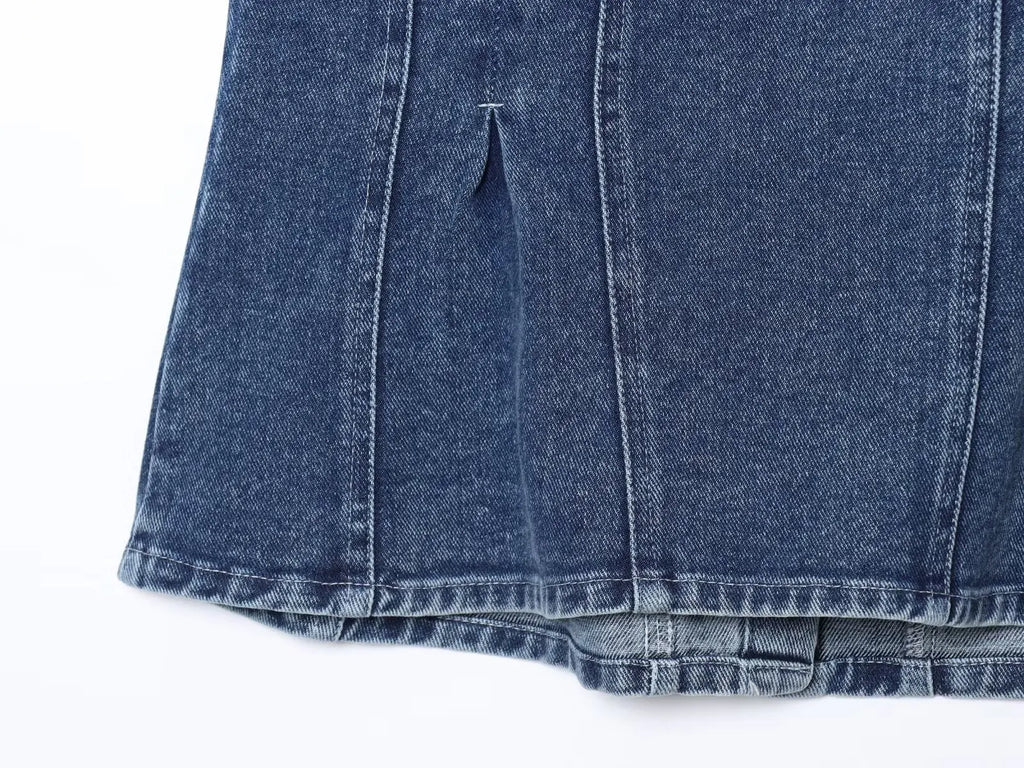 JNLEAOG Faionable Denim Tube Top Women's Clothing Autumn New Sle ort Length Polyester Fiber Zipper Sle Outerwear