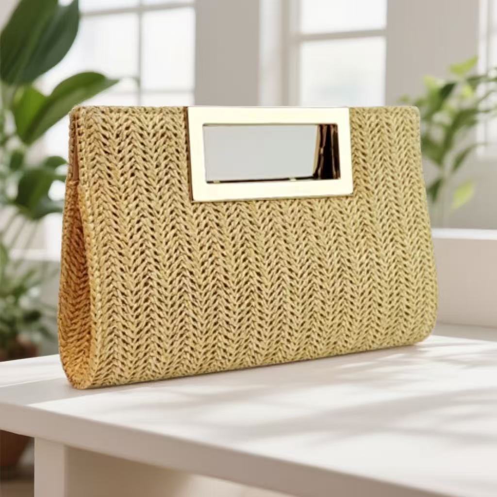 Womens Fashion New Woven Chain Clutch Bag