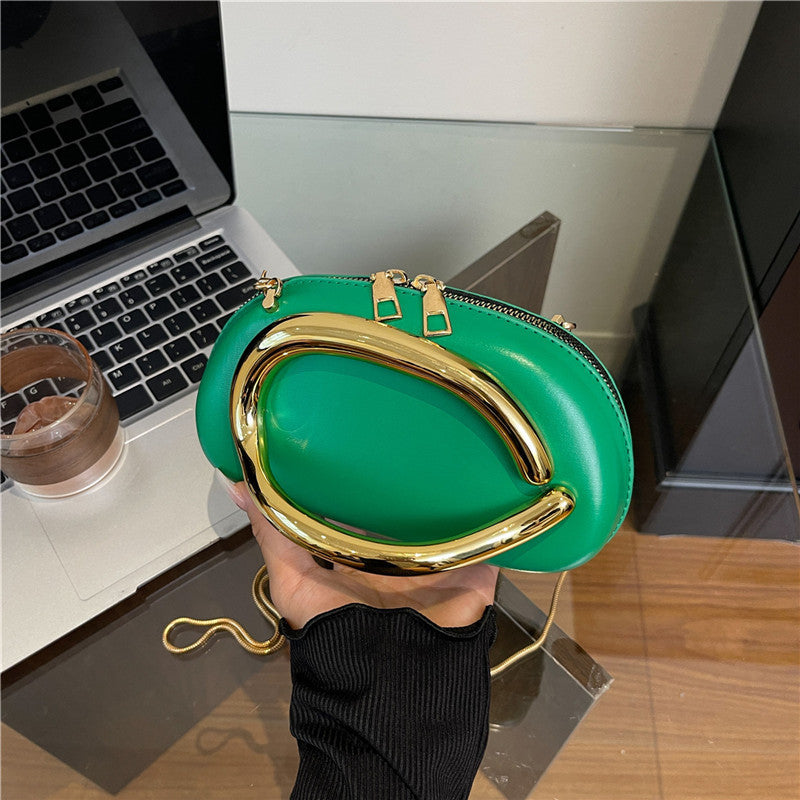 Small Bag Vintage Hardware Metal Handle Chain Crossbody Backpack