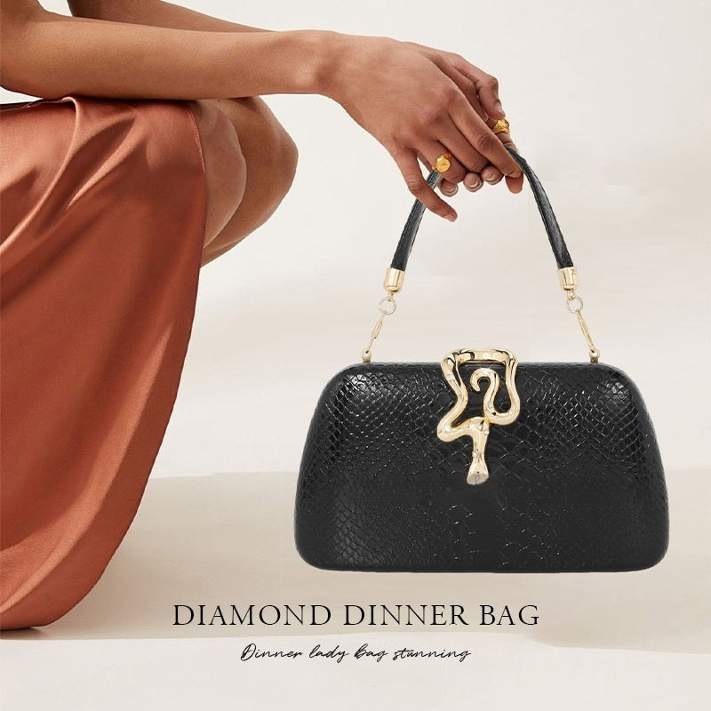Womens Stylish Snake-Print Evening Tote With A Sophisticated European-American Flair