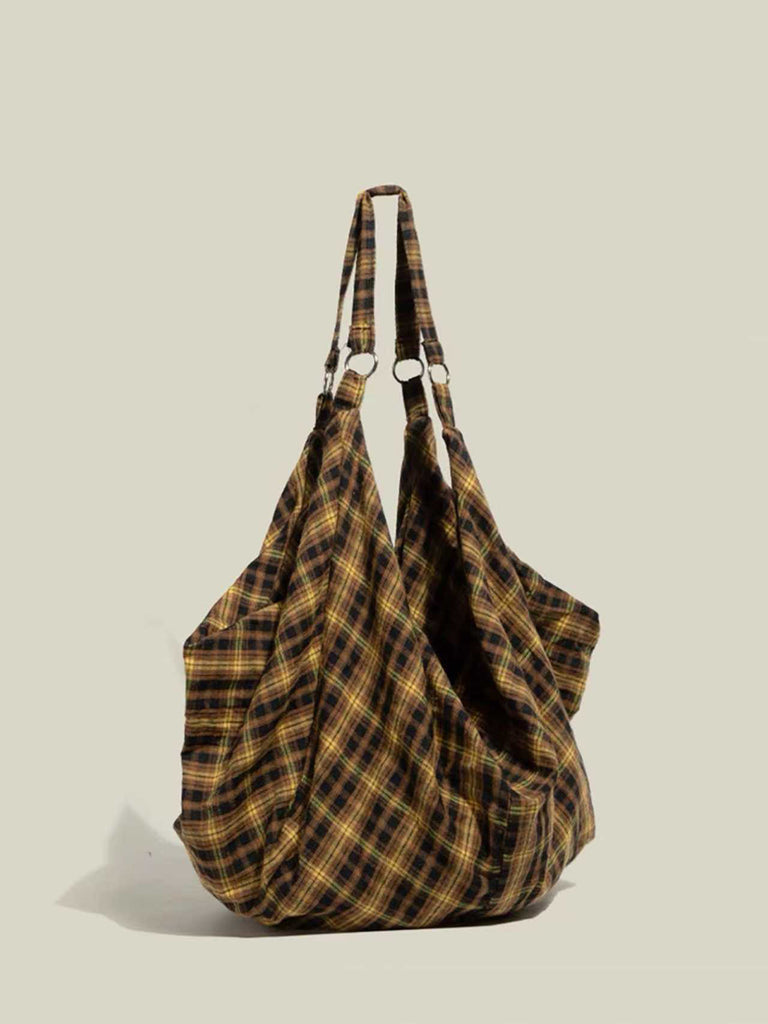 Womens Plaid Multi-Wear Large-Capacity ShoulderCrossbody Bag