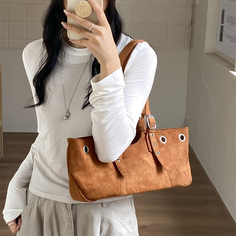 Retro Suede Fluffy Handheld Shoulder Bag For Women