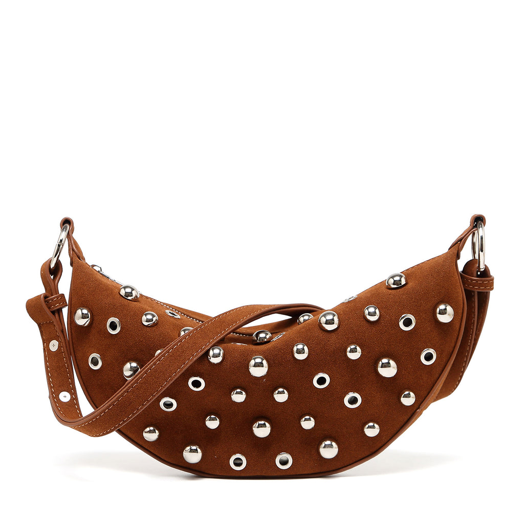 Fashion Retro Rivet Crossbody Bag Metallic Matte Underarm Bag