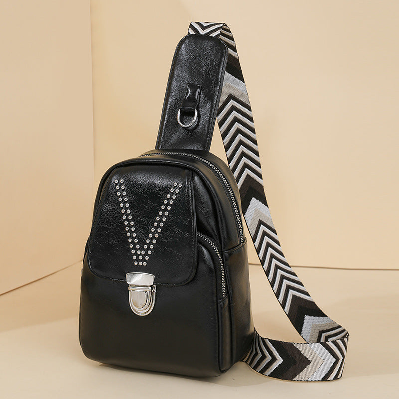 Womens Soft Leather Casual All-Match ShoulderCrossbody Bag