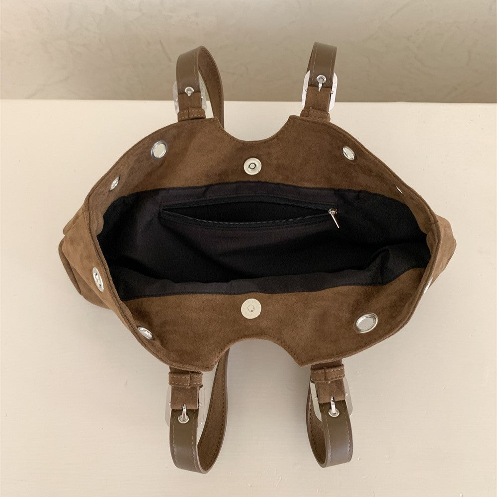 Retro Suede Fluffy Handheld Shoulder Bag For Women