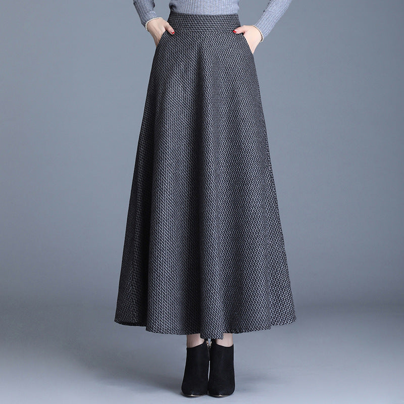 Womens Long Woolen Skirt With A Ful