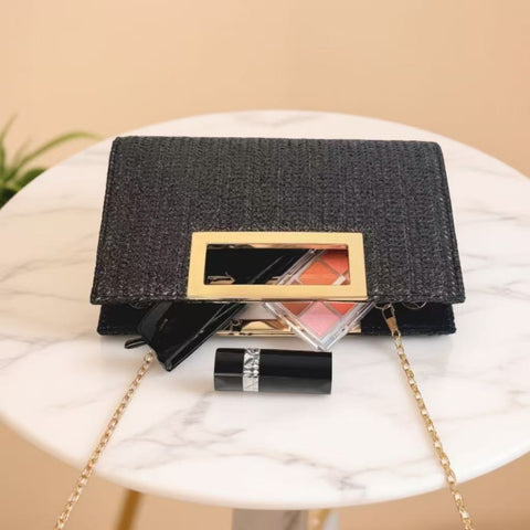 Womens Fashion New Woven Chain Clutch Bag